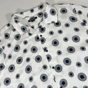 Karl Lagerfeld Paris Mens XL Short Sleeve Shirt Black White Sunflower Geometric